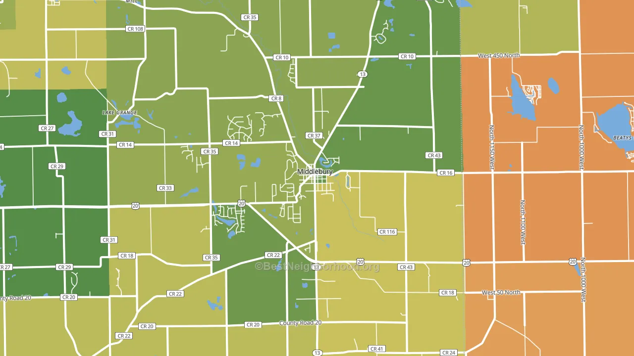 Middlebury, IN block-group voter-turnout map
