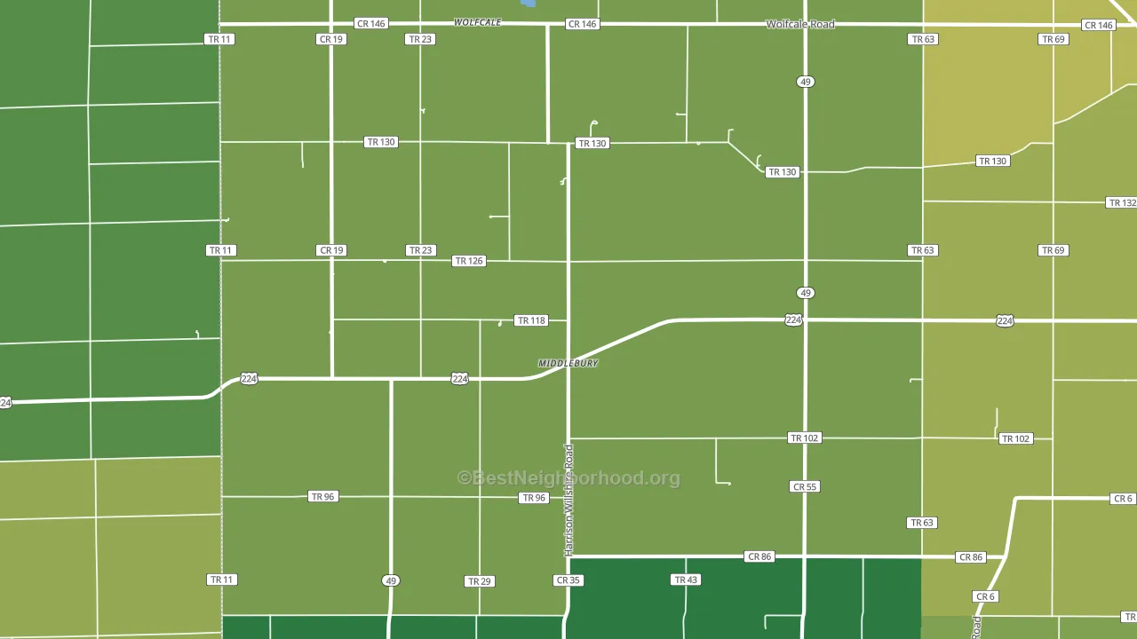 Middlebury, OH block-group voter-turnout map