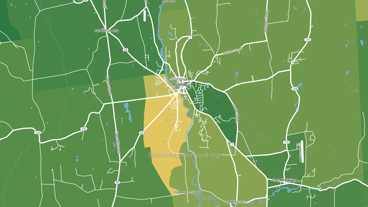 Middlebury, VT block-group voter-turnout map