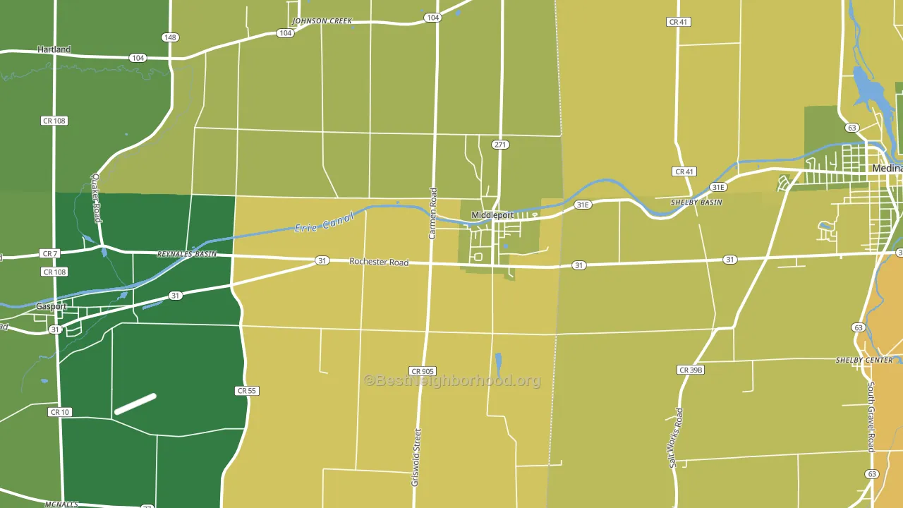Middleport, NY block-group voter-turnout map