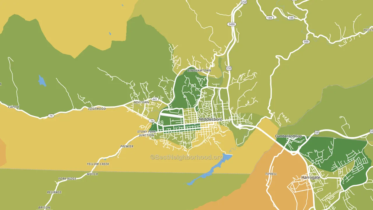 Middlesboro, KY block-group voter-turnout map