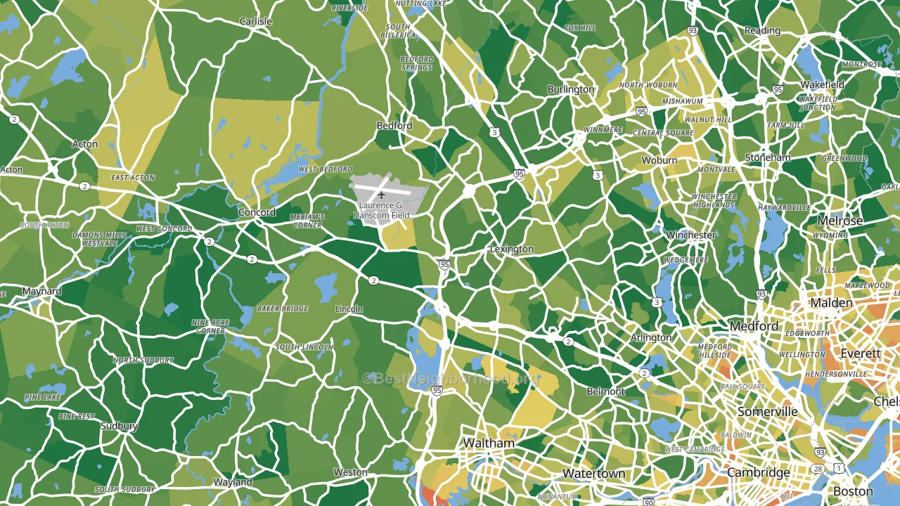 Middlesex County, MA block-group voter-turnout map