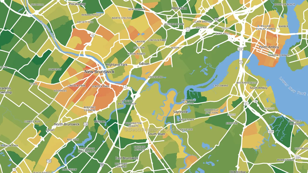Middlesex County, NJ block-group voter-turnout map