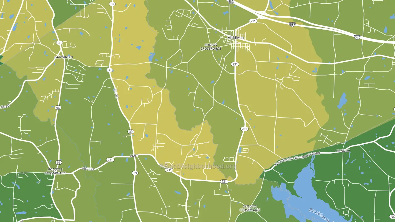Middlesex, NC block-group voter-turnout map