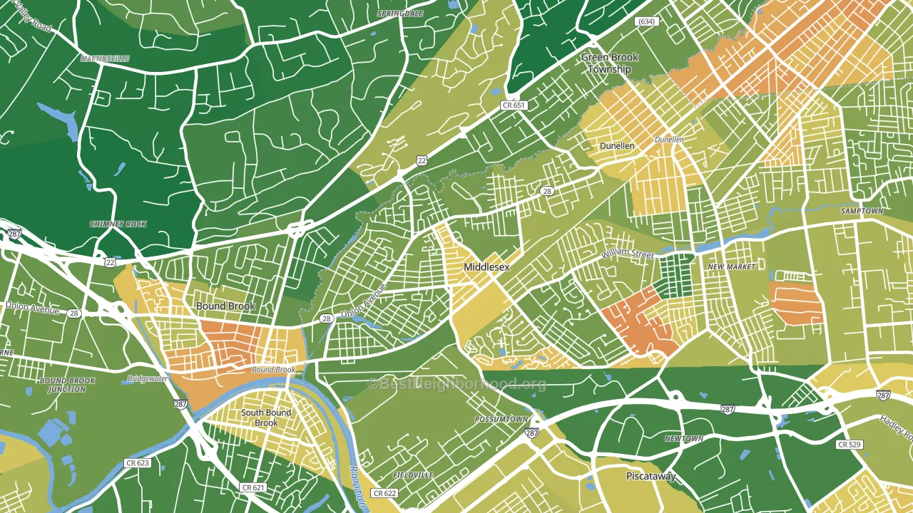 Middlesex, NJ block-group voter-turnout map