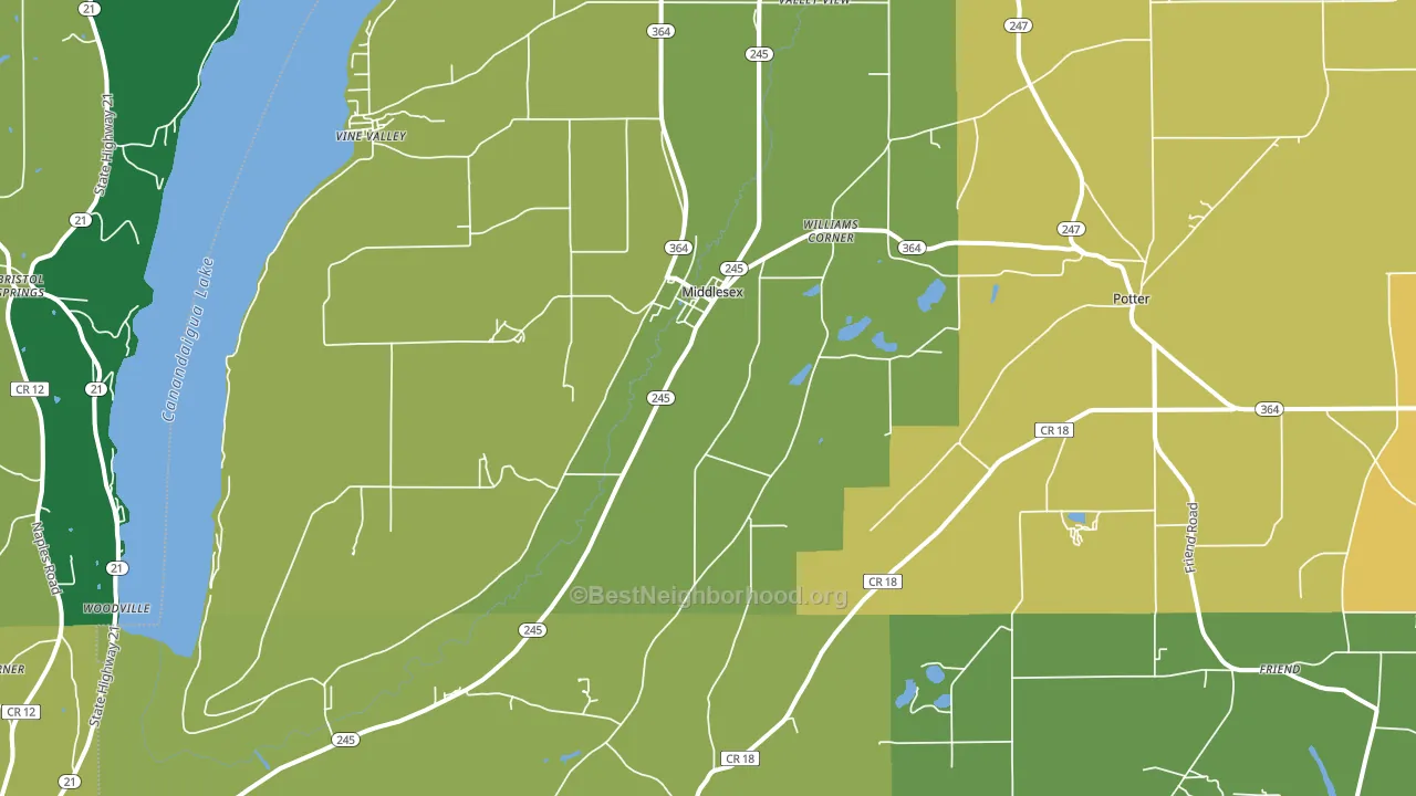 Middlesex, NY block-group voter-turnout map