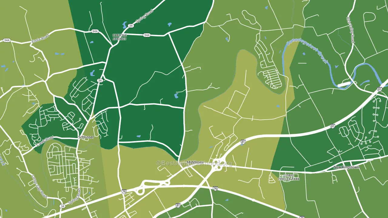 Middlesex, PA block-group voter-turnout map
