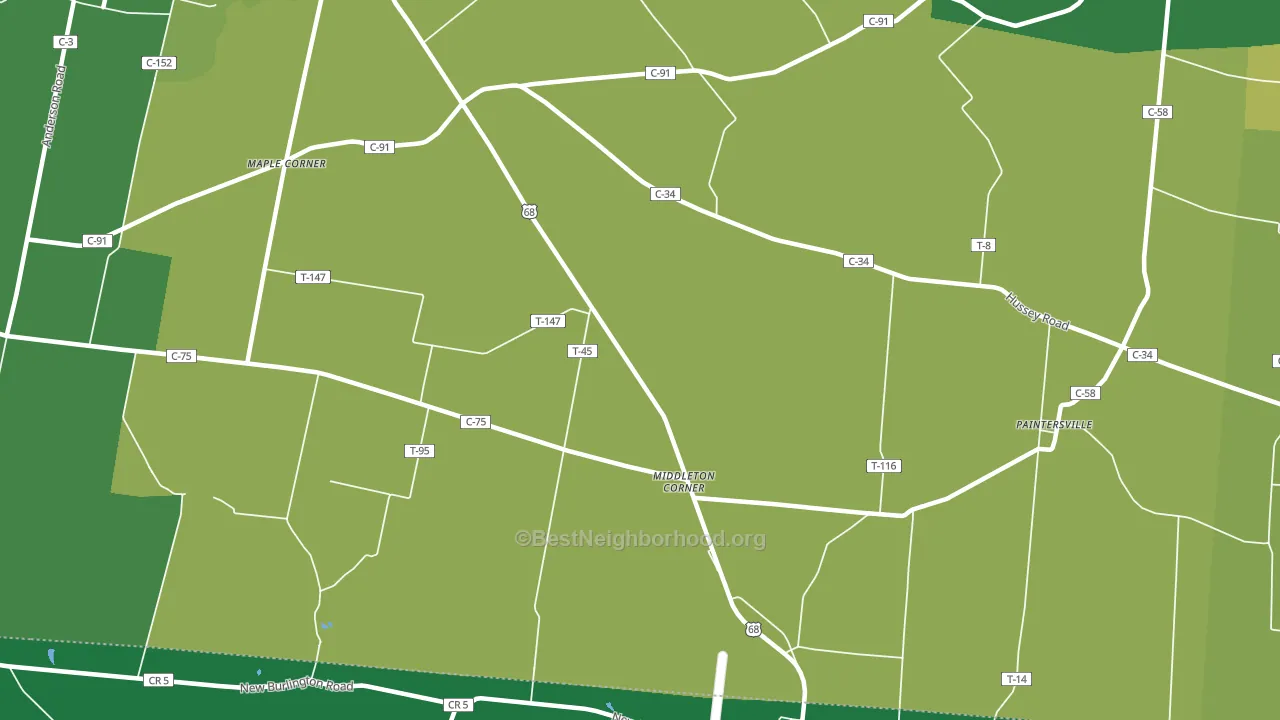 Middleton Corner, OH block-group voter-turnout map
