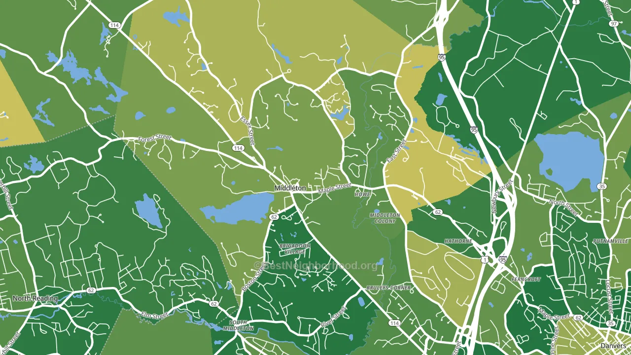 Middleton, MA block-group voter-turnout map