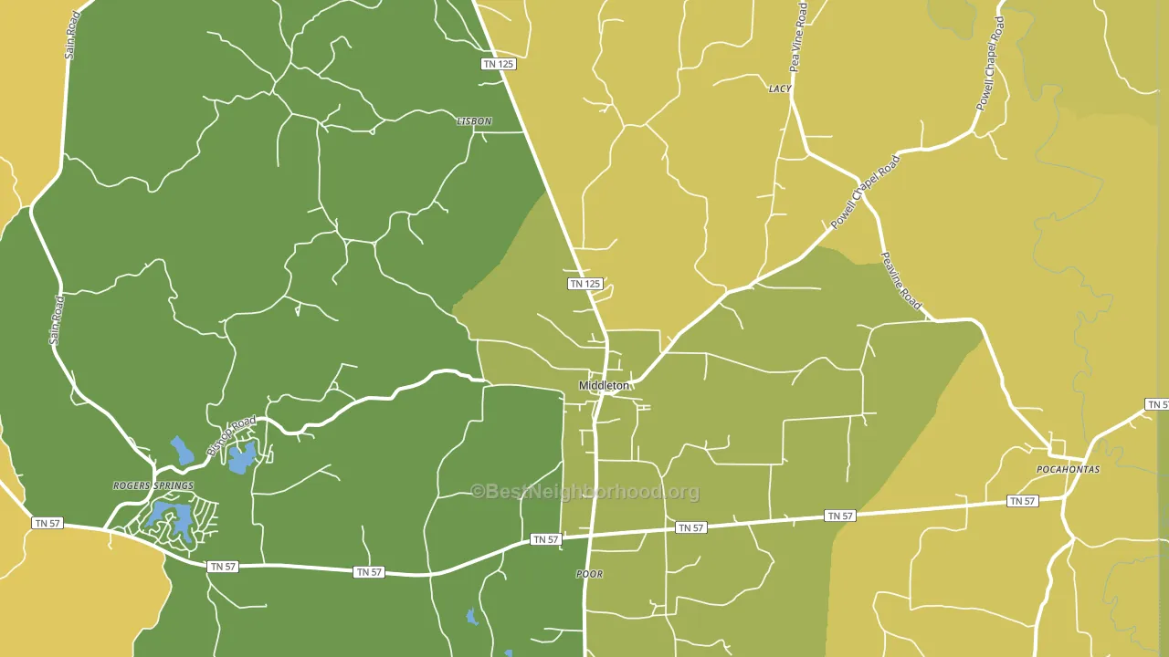 Middleton, TN block-group voter-turnout map