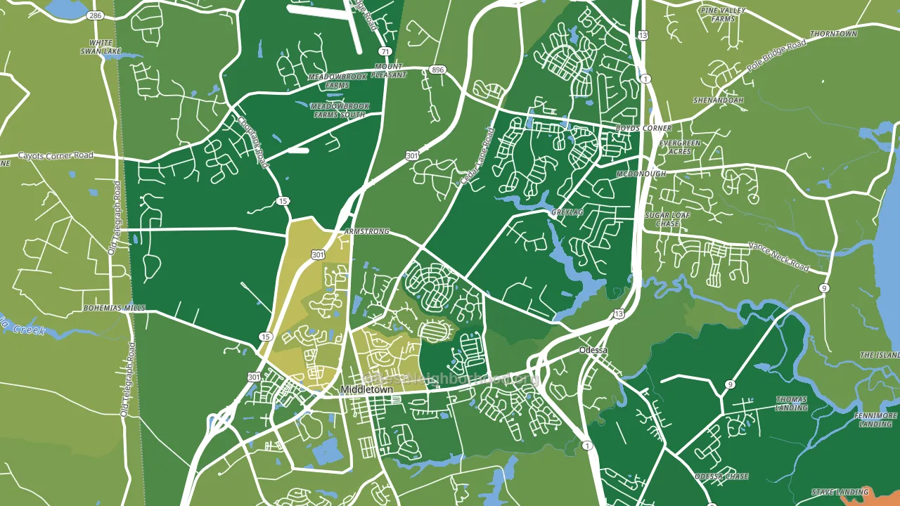 Middletown, DE block-group voter-turnout map