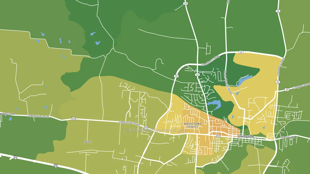 Middletown Heights, KY block-group voter-turnout map