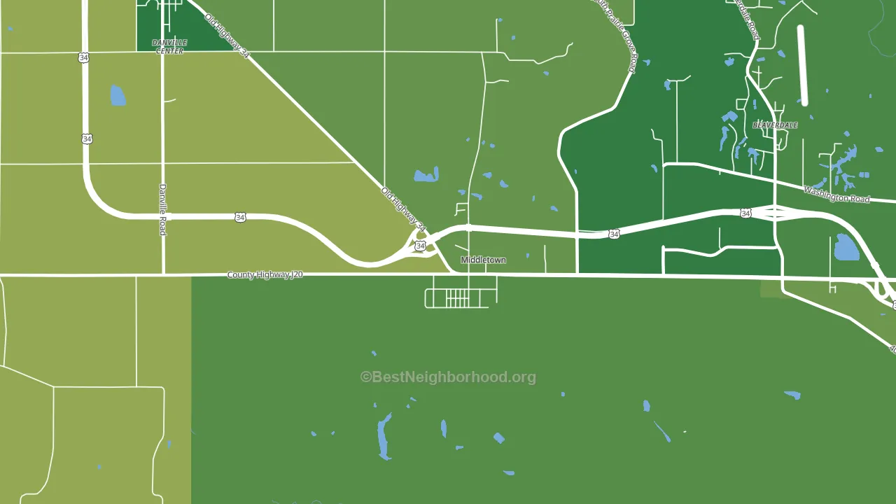 Middletown, IA block-group voter-turnout map