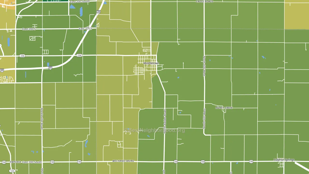 Middletown, IN block-group voter-turnout map