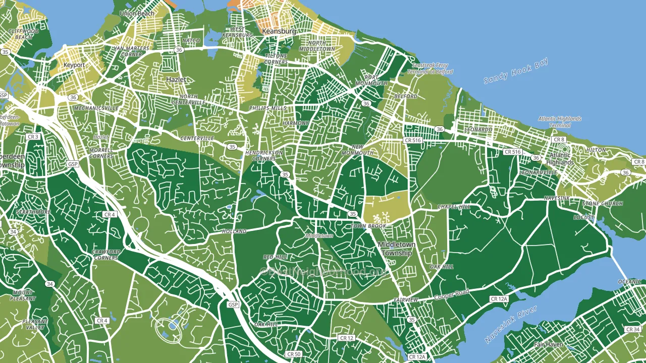 Middletown, NJ block-group voter-turnout map