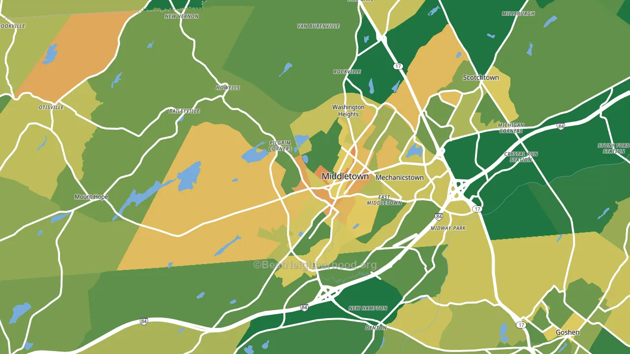 Middletown, NY block-group voter-turnout map
