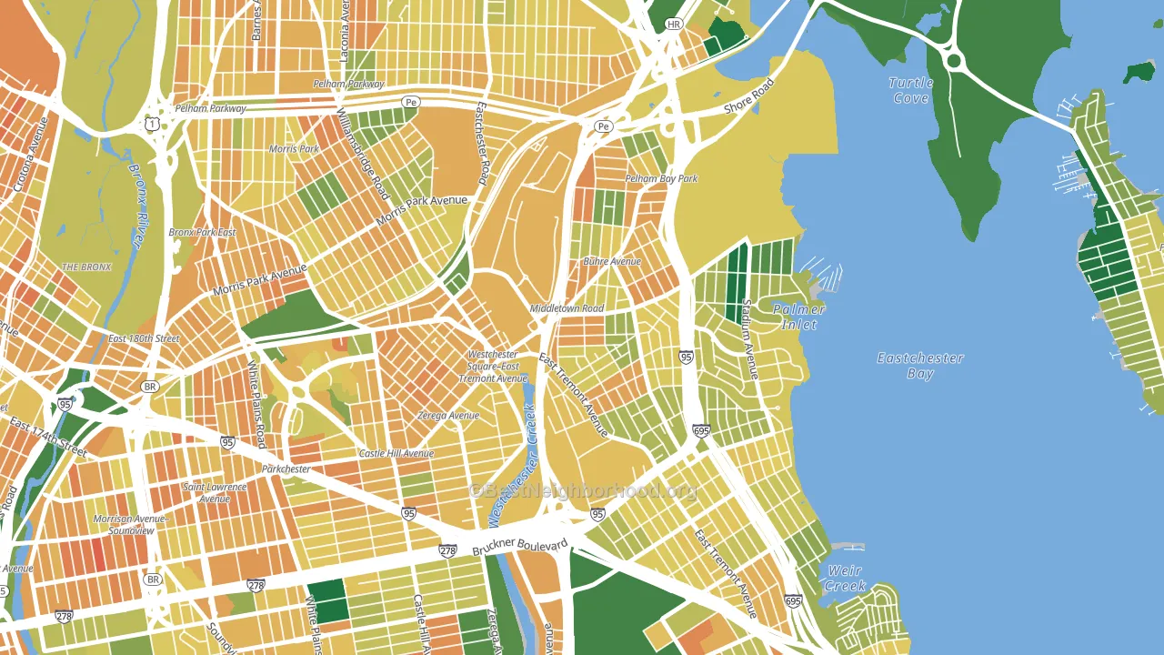 Middletown-Pelham Bay, Bronx, NY block-group voter-turnout map