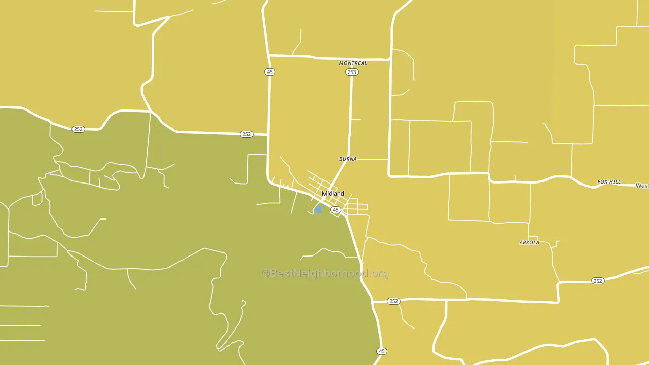 Midland, AR block-group voter-turnout map