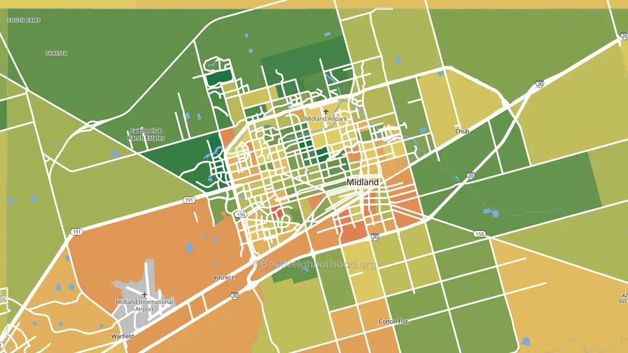 Midland County, TX block-group voter-turnout map