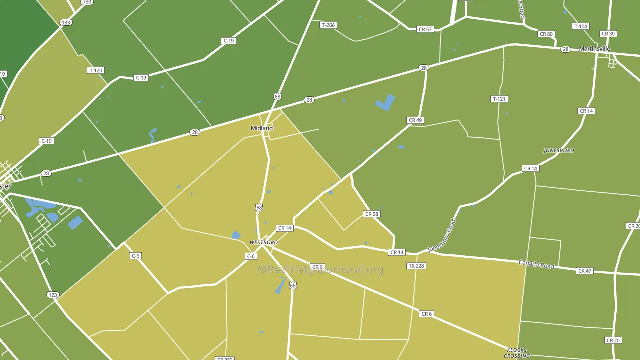 Midland, OH block-group voter-turnout map