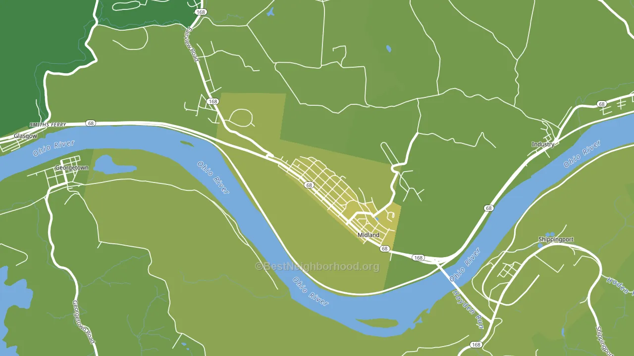 Midland, PA block-group voter-turnout map