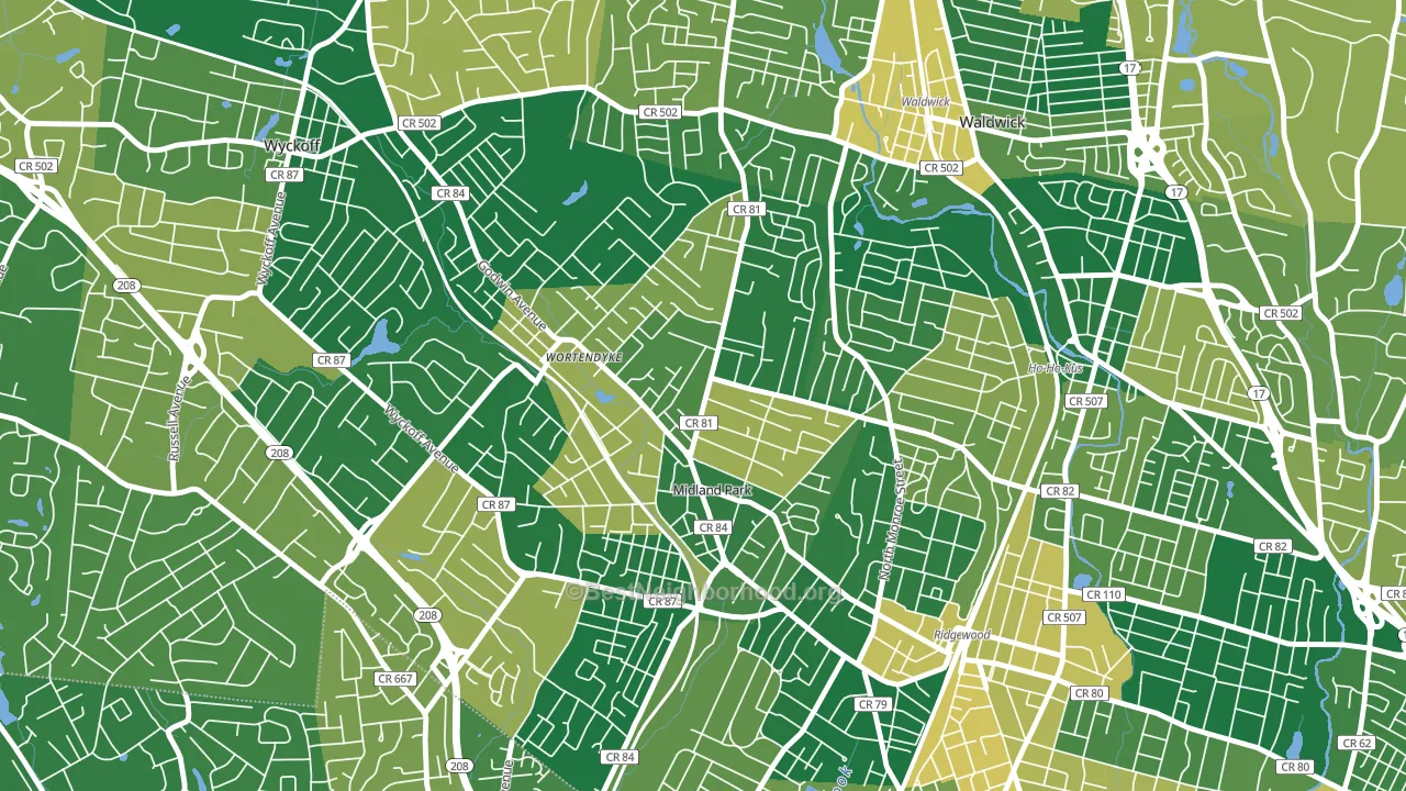 Midland Park, NJ block-group voter-turnout map