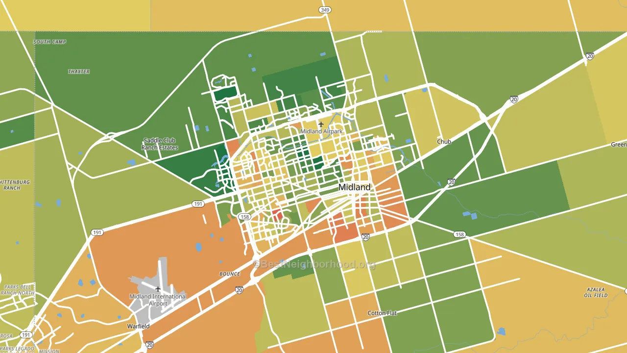 Midland, TX block-group voter-turnout map