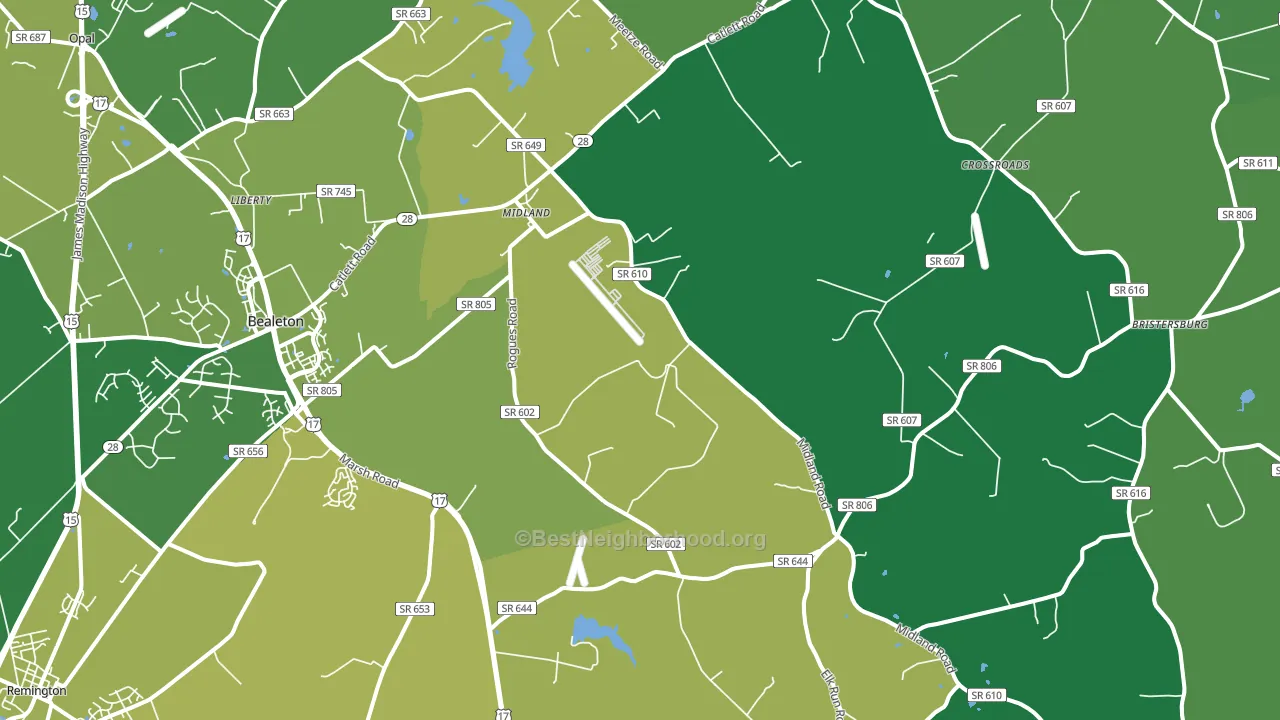 Midland, VA block-group voter-turnout map