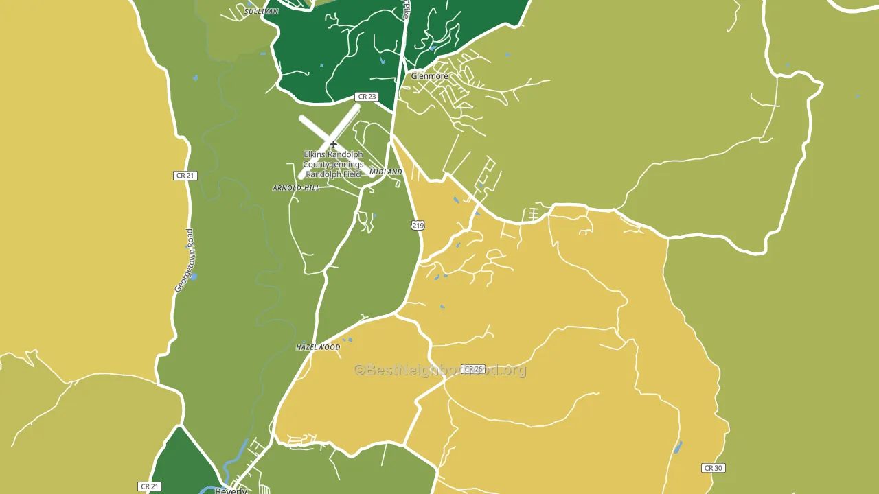 Midland, WV block-group voter-turnout map