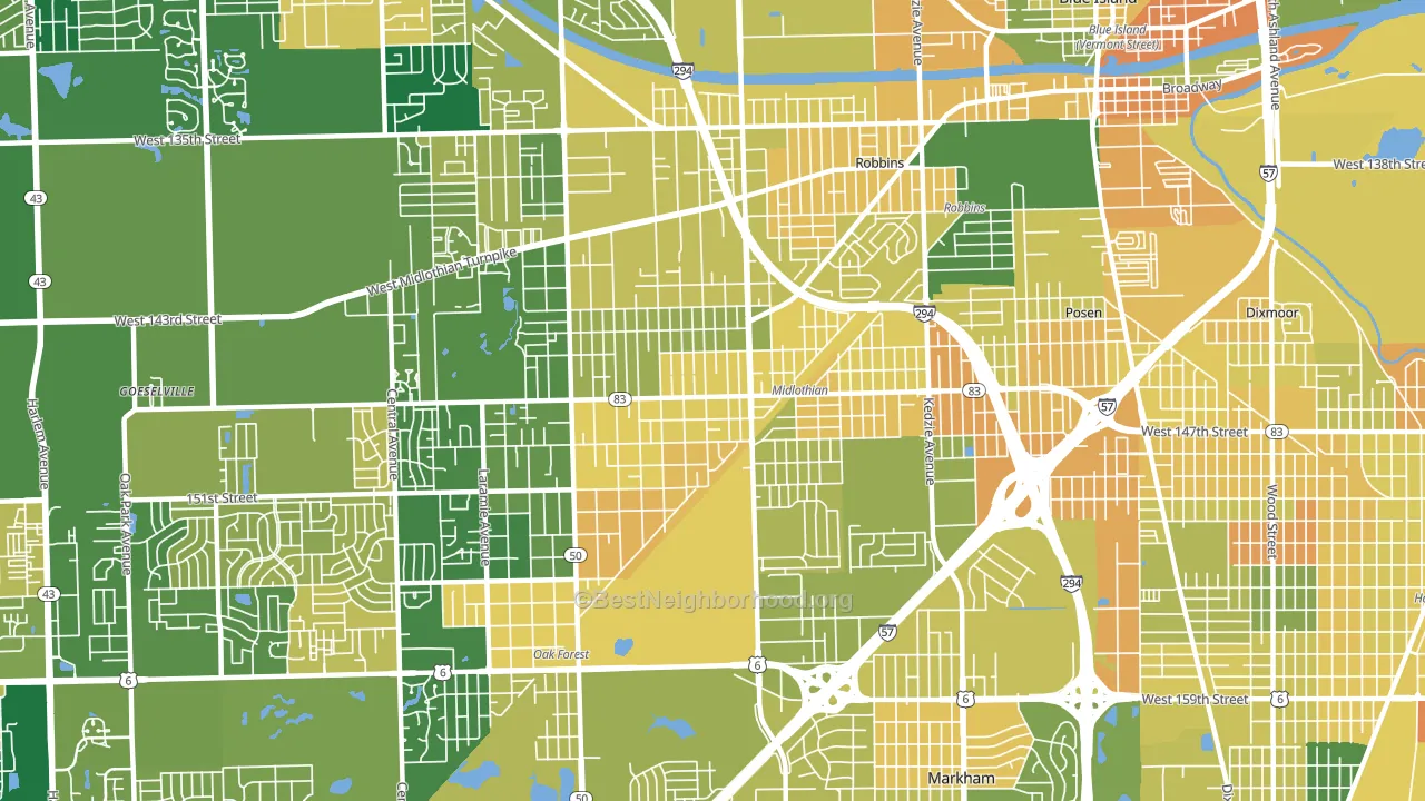 Midlothian, IL block-group voter-turnout map