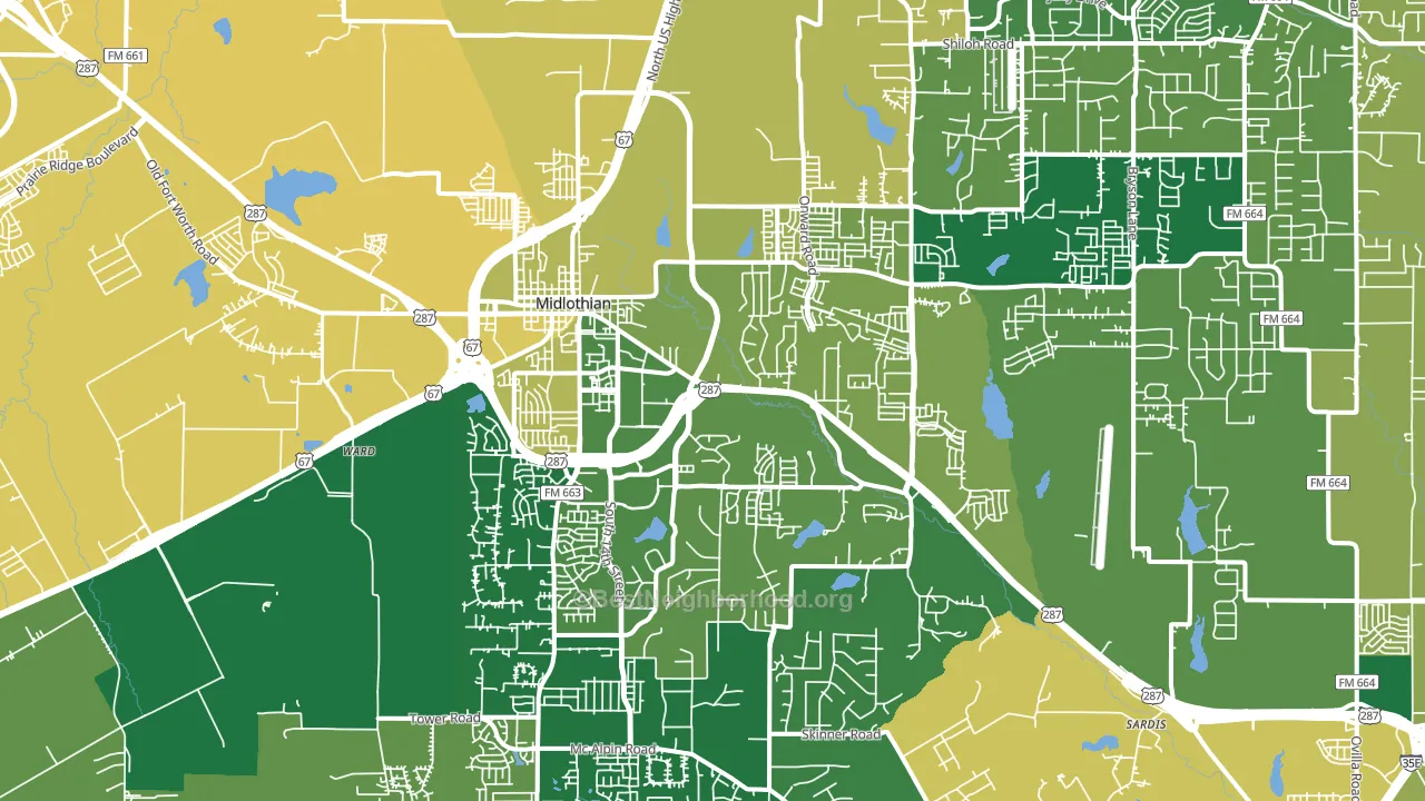 Midlothian, TX block-group voter-turnout map