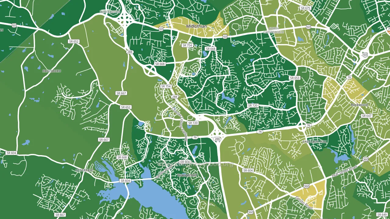 Midlothian, VA block-group voter-turnout map