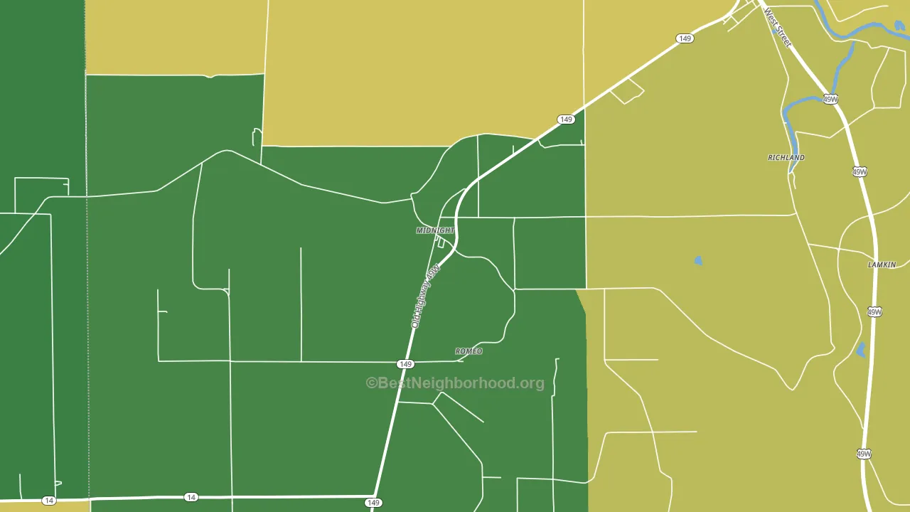 Midnight, MS block-group voter-turnout map