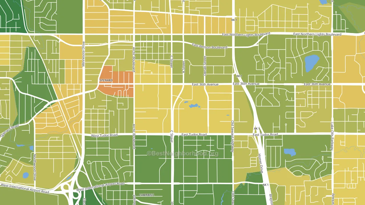 Midtown, Anchorage, AK block-group voter-turnout map