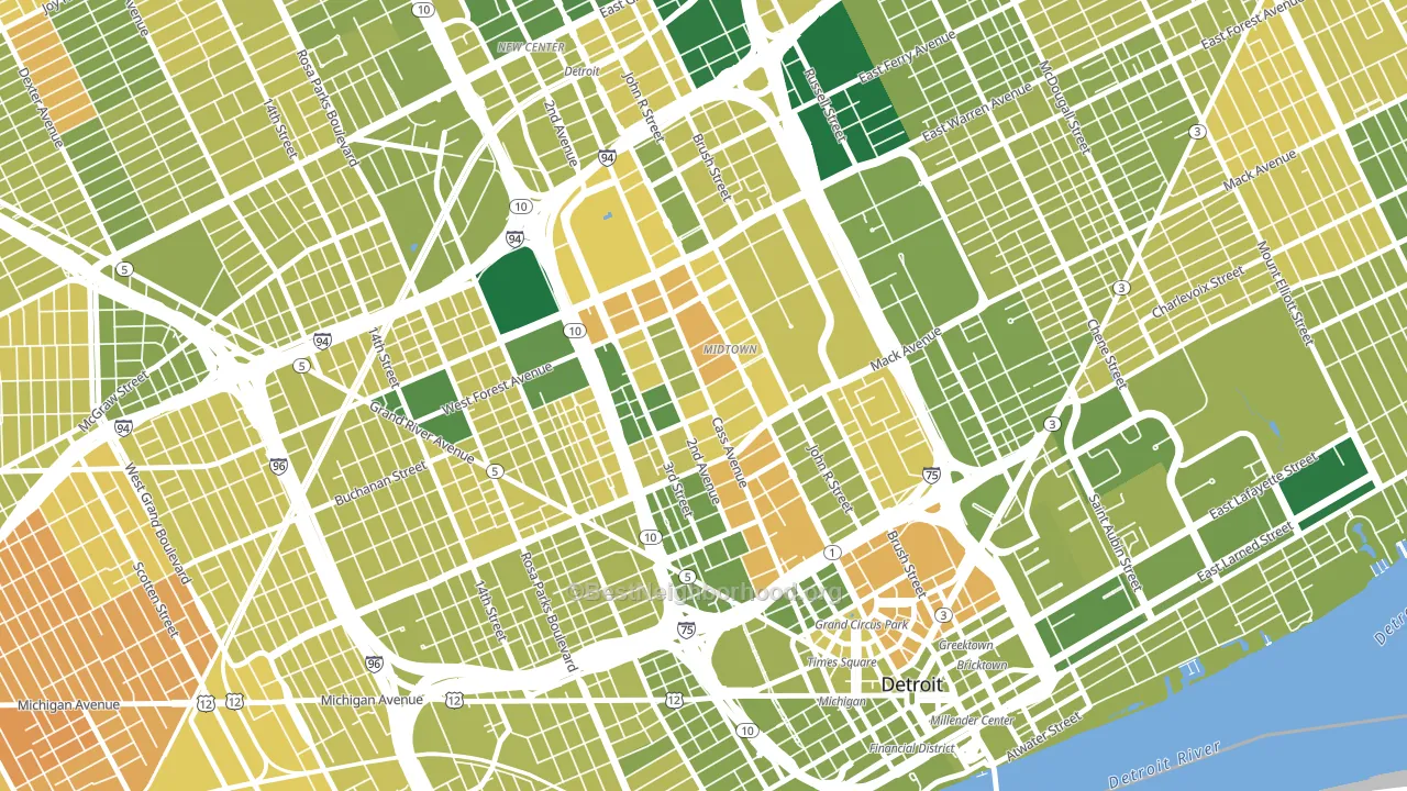 Midtown-Detroit, Detroit, MI block-group voter-turnout map