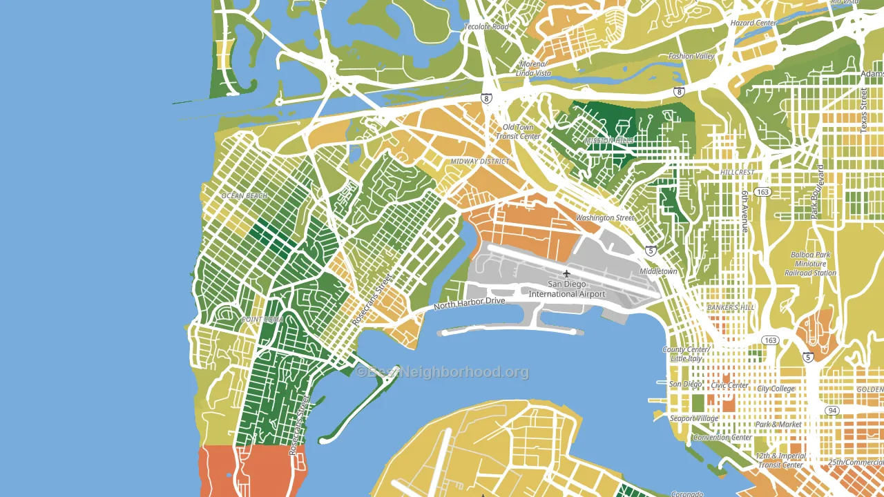Midtown District, San Diego, CA block-group voter-turnout map