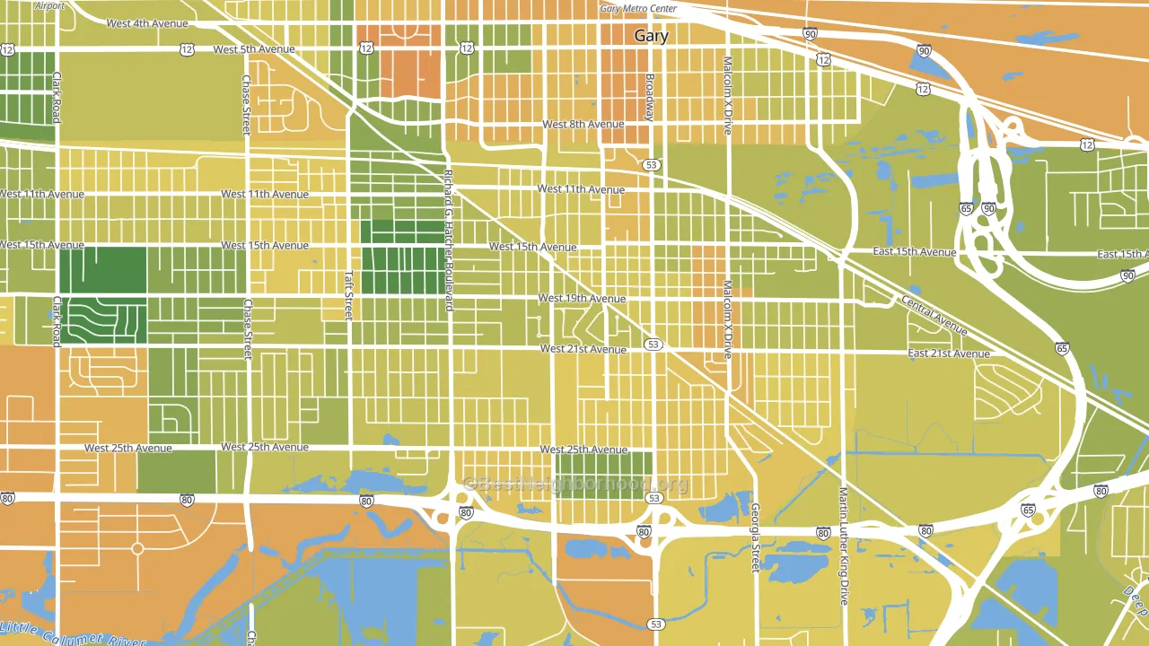 Midtown, Gary, IN block-group voter-turnout map