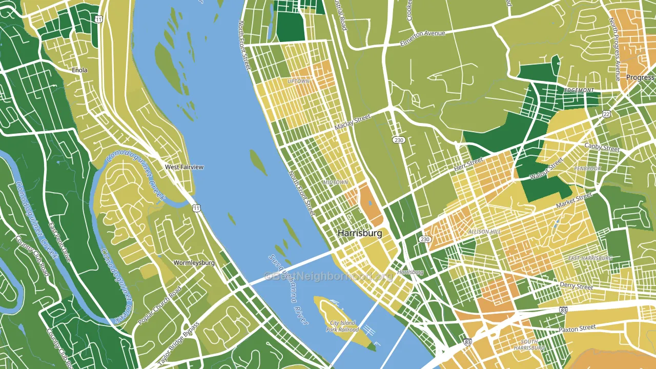 Midtown Harrisburg, Harrisburg, PA block-group voter-turnout map
