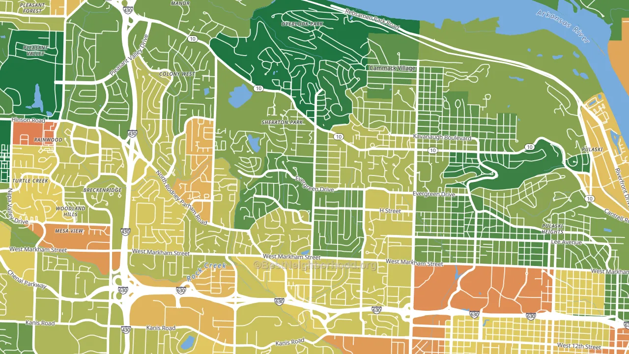 Midtown, Little Rock, AR block-group voter-turnout map