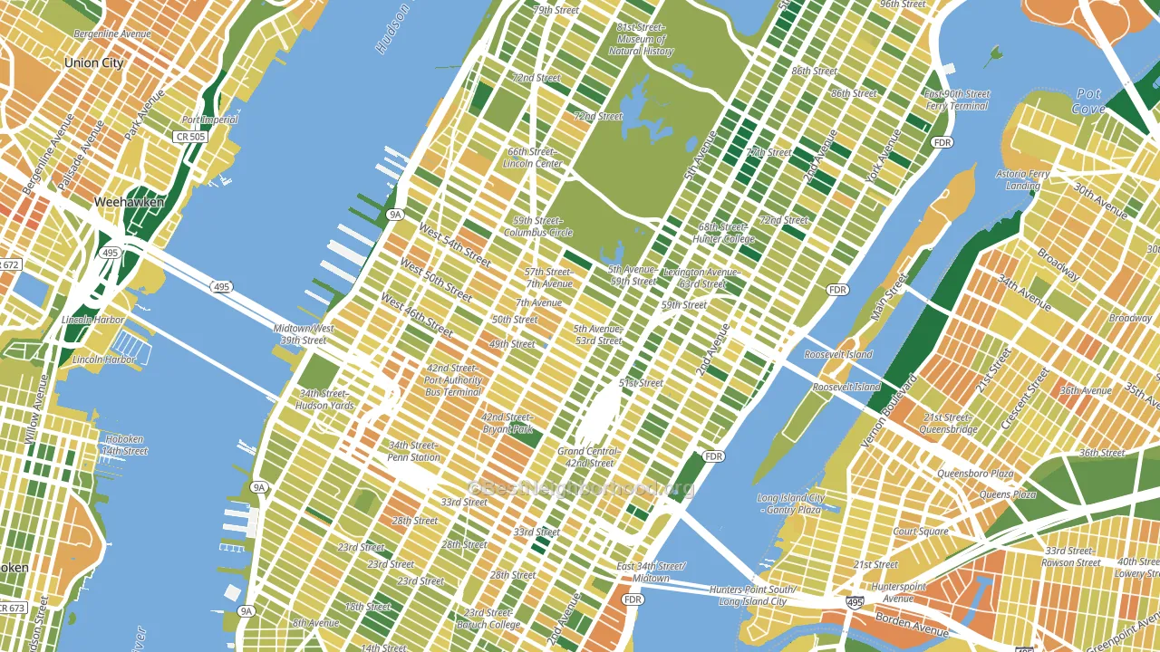 Midtown, Manhattan, NY block-group voter-turnout map