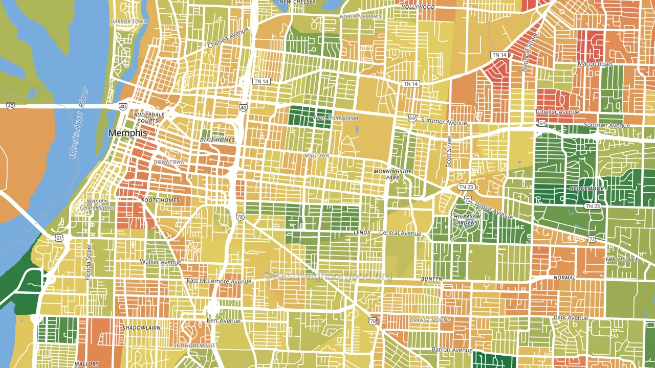 Midtown-Memphis, Memphis, TN block-group voter-turnout map
