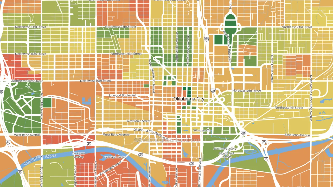 Midtown, Oklahoma City, OK block-group voter-turnout map