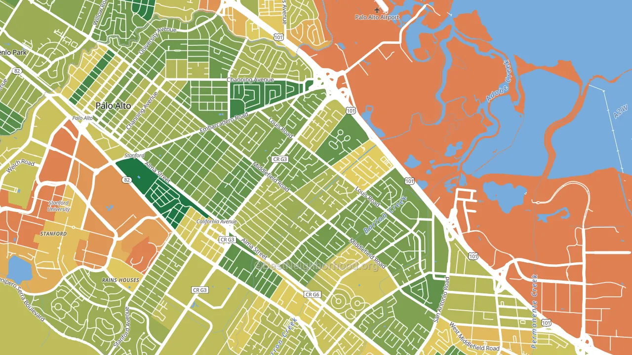 Midtown-San Jose, Palo Alto, CA block-group voter-turnout map