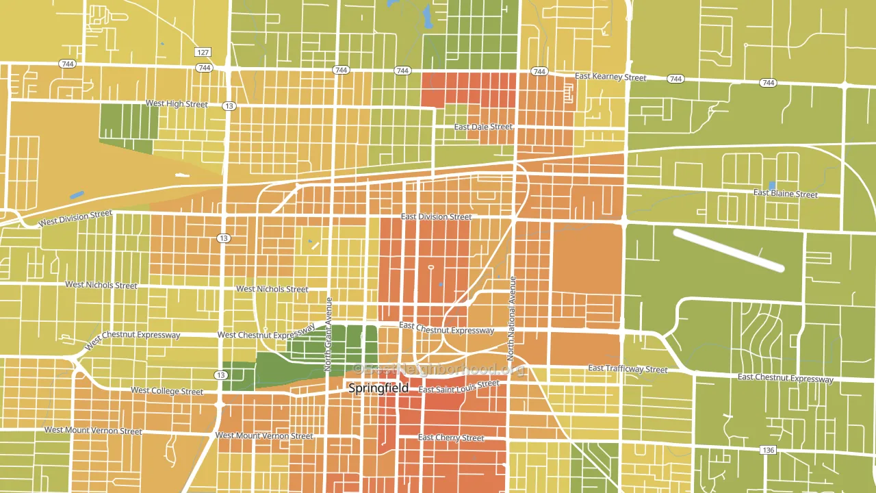 Midtown Springfield, Springfield, MO block-group voter-turnout map