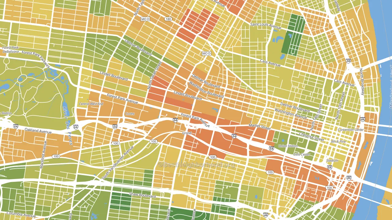 Midtown St. Louis, St. Louis, MO block-group voter-turnout map