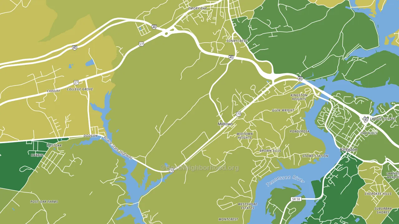 Midtown, TN block-group voter-turnout map