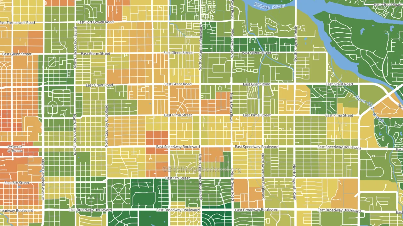 Midtown, Tucson, AZ block-group voter-turnout map