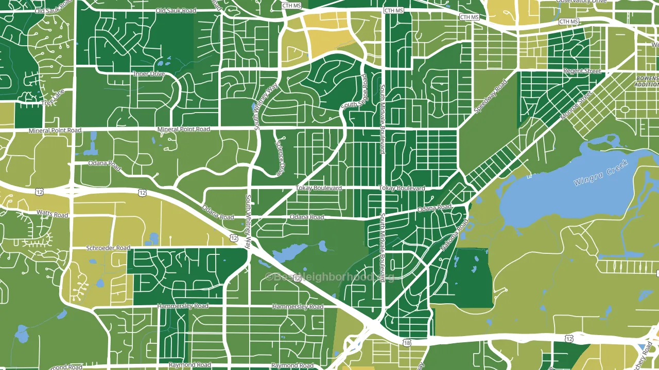 Midvale Heights, Madison, WI block-group voter-turnout map