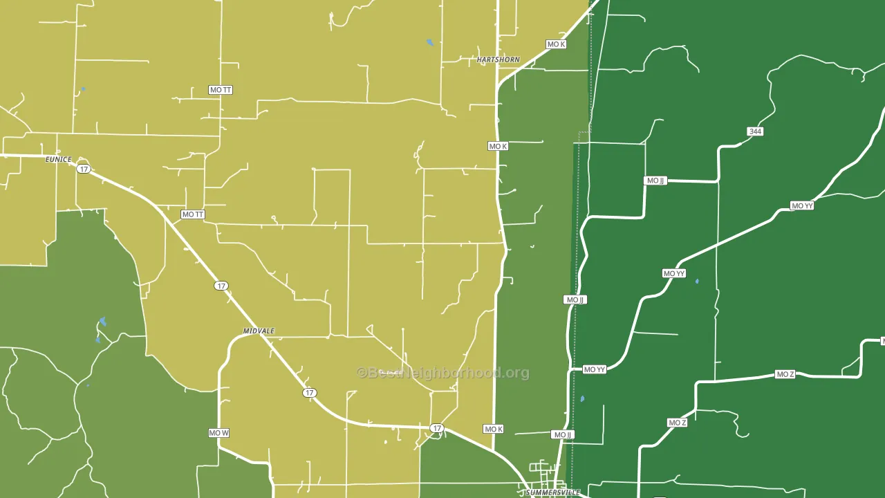 Midvale, MO block-group voter-turnout map