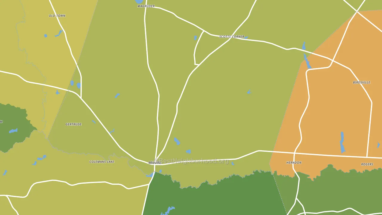 Midville, GA block-group voter-turnout map